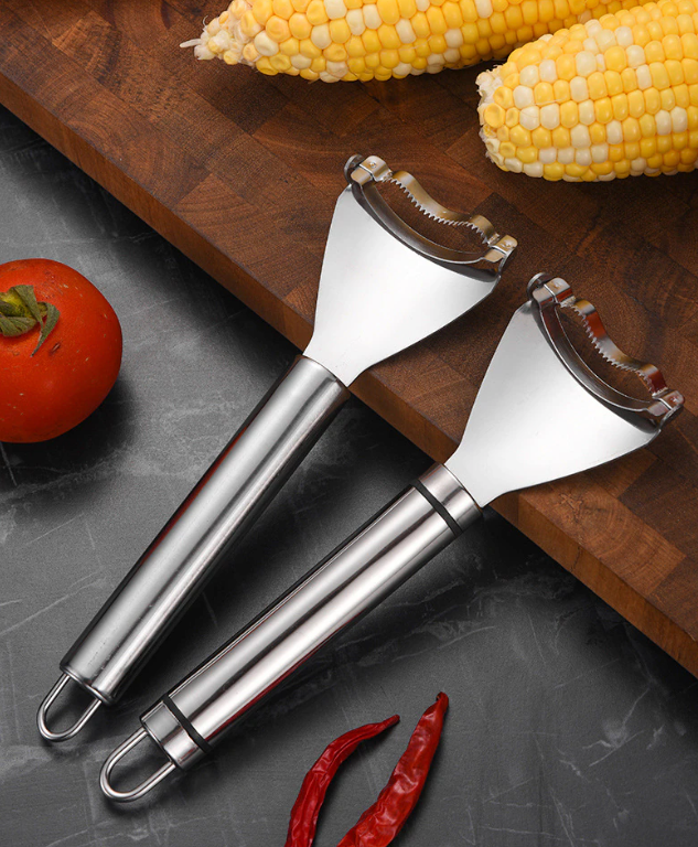 Stainless Steel Corn Peeler & Stripper — Set of 2