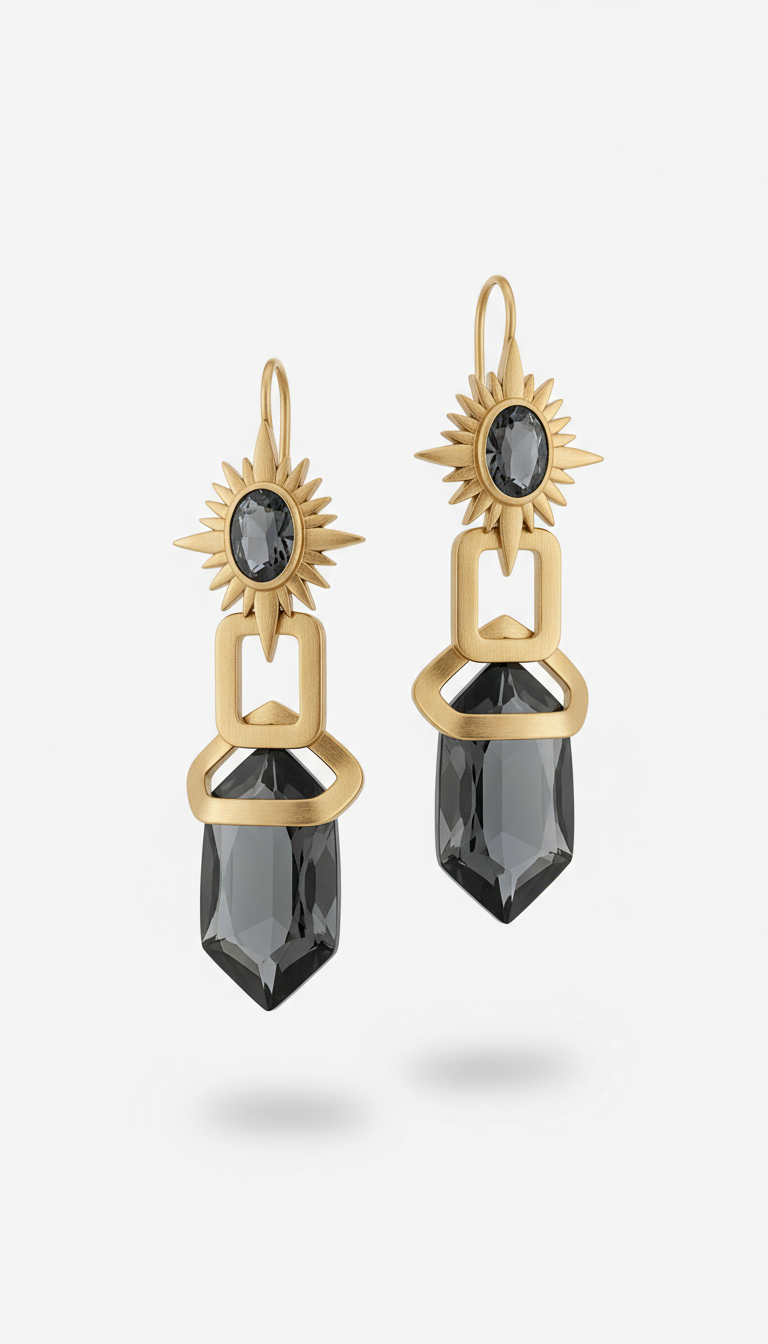 Gemstone Drop Earrings With Asymmetric Design