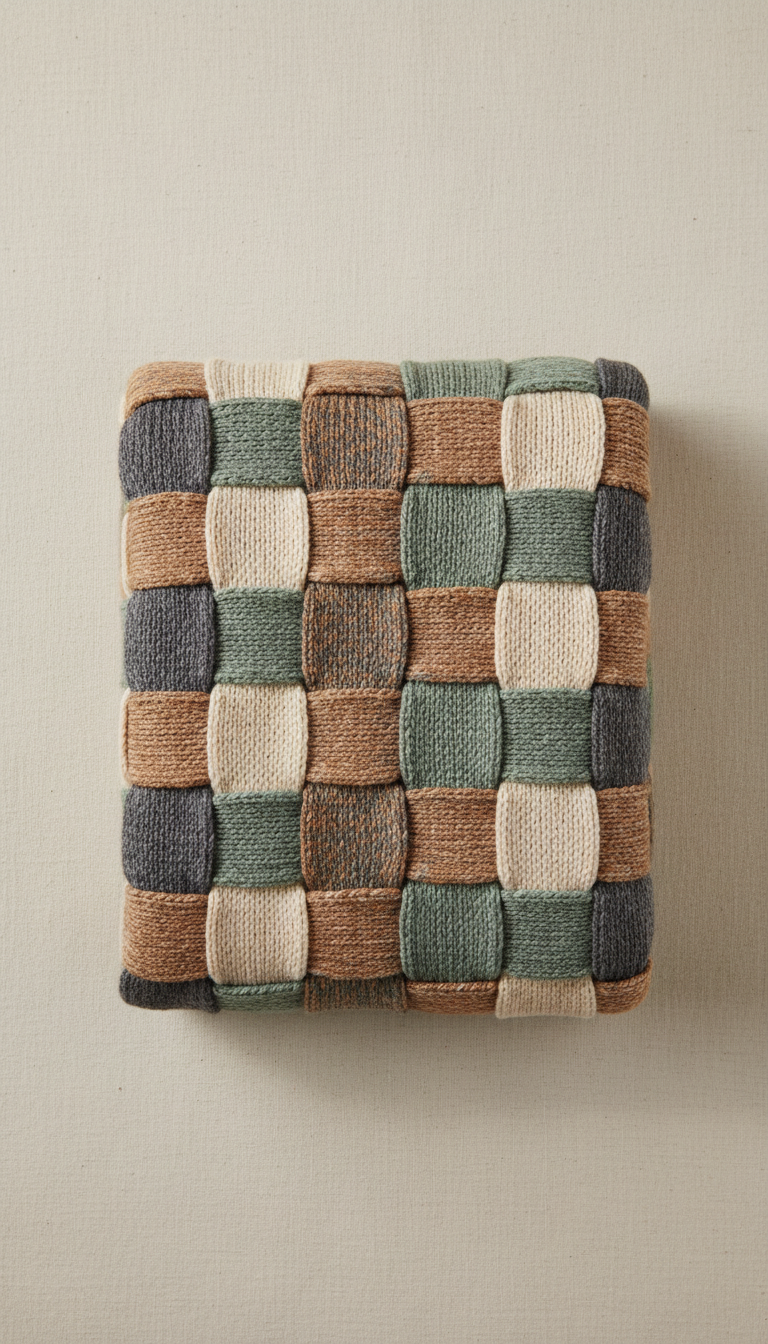 Cotton Knit Throw with Textured Weave