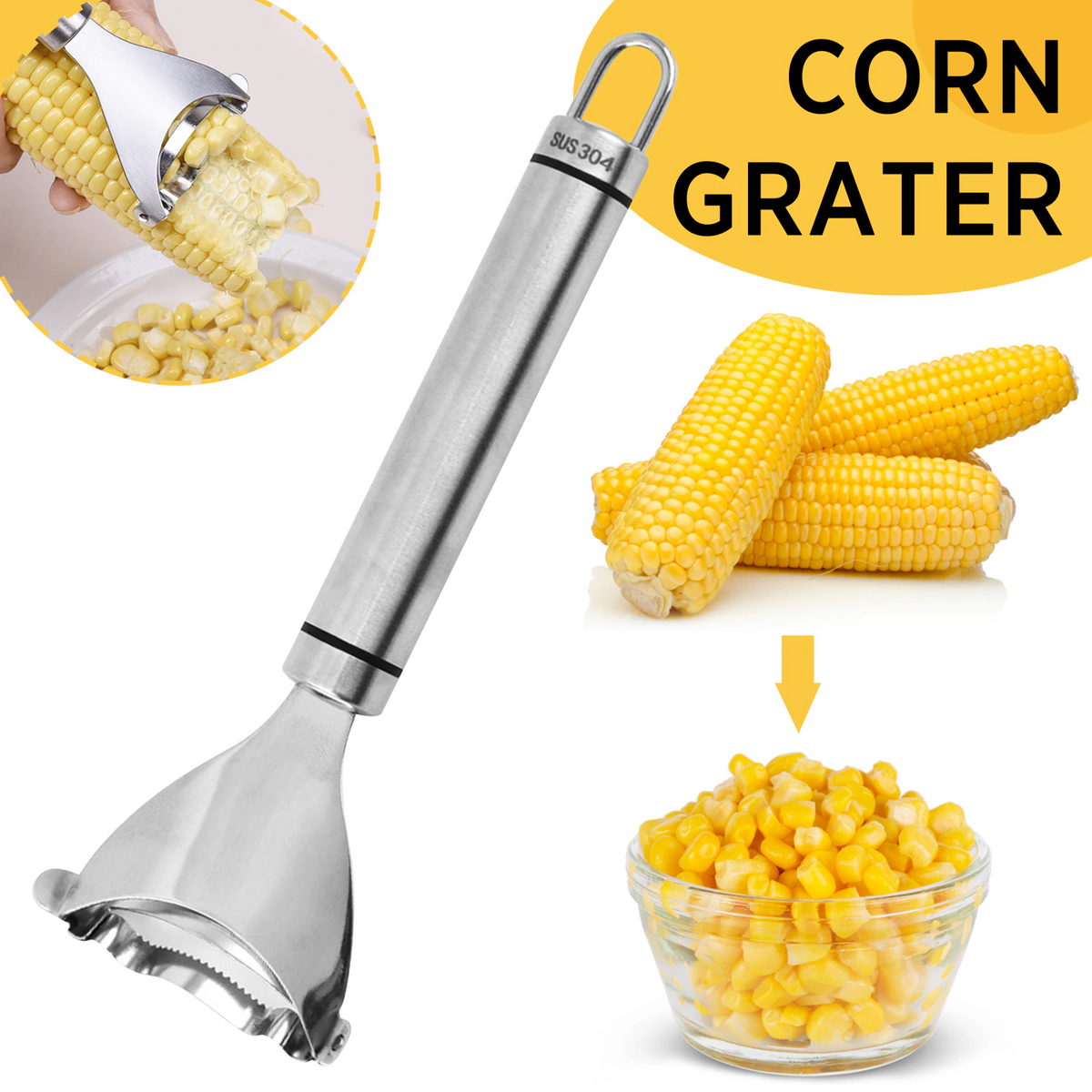 Stainless Steel Corn Peeler & Stripper — Set of 2