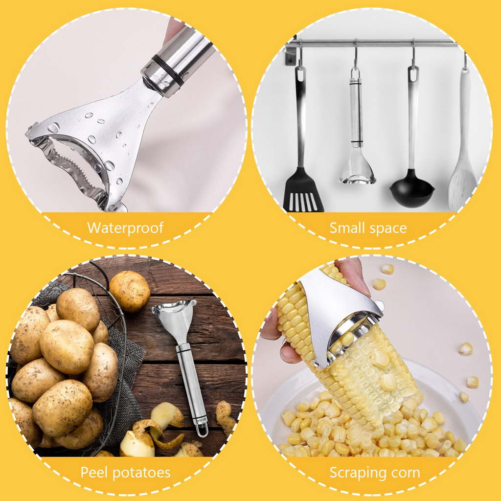 Stainless Steel Corn Peeler & Stripper — Set of 2