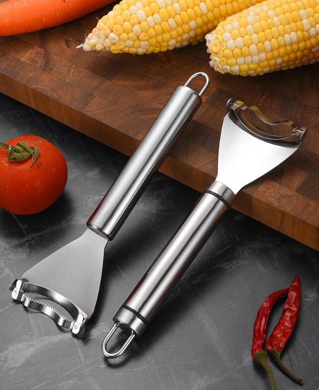 Stainless Steel Corn Peeler & Stripper — Set of 2